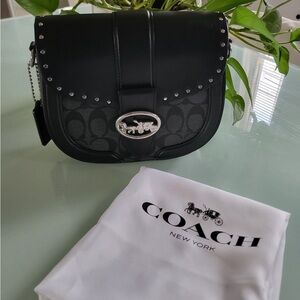COACH GEORGIE RIVET COLOR BLOCK SADDLE BAG
